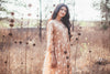 beige flower block print dress