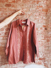 Pink loose flower embroidery shirt
