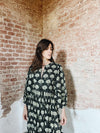 Black block printed dress