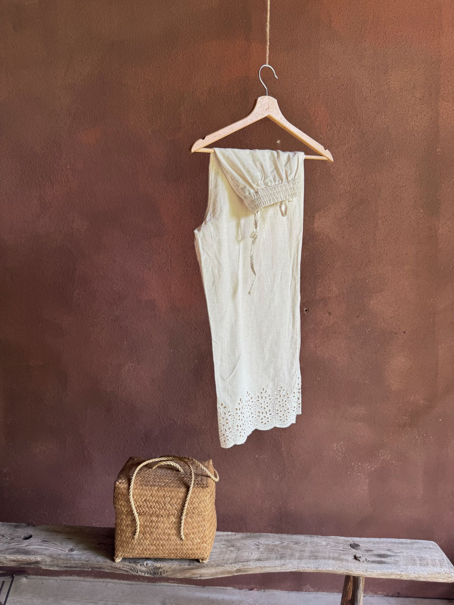 white cotton trousers