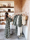 Black block printed dress