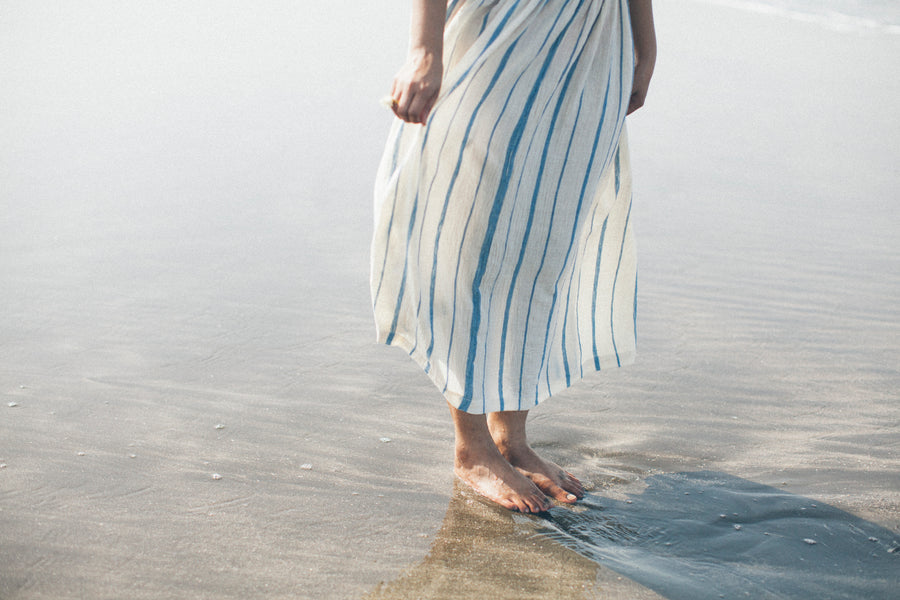 blue stripe cotton skirt