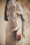 gold shimmer wrap dress