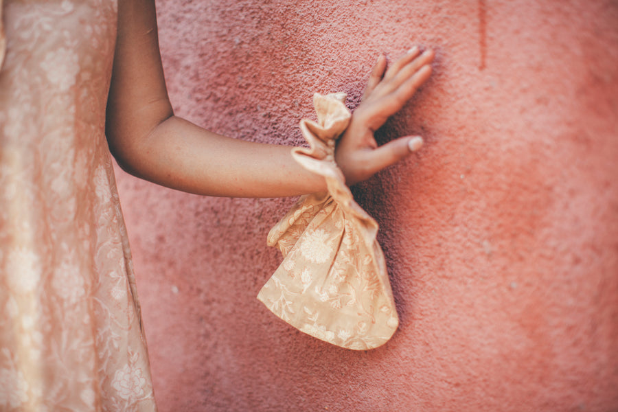sunlit floral pouch