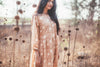 beige flower block print dress